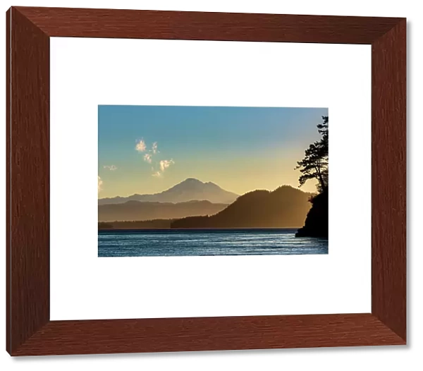 USA, Washington State, San Juan Islands. Mount Baker at sunrise