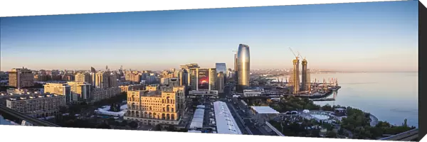 Azerbaijan, Baku. Skyline with Dom Soviet Government House