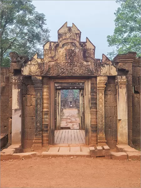 Cambodia, Angkor. Banteay Srei Temples eastern entrance