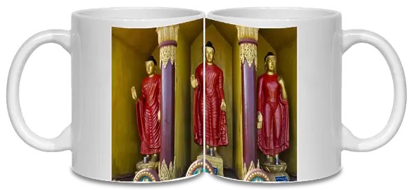 Buddhist statues in Golden Temple, the largest Theravada Buddhist temple in Bangladesh