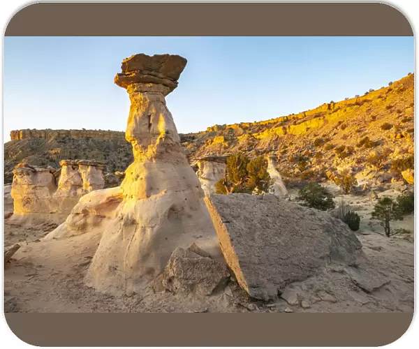 USA, New Mexico, Ojito Wilderness. Eroded desert rocks