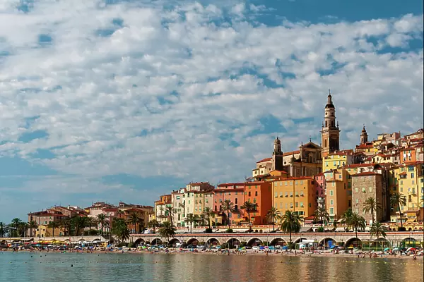 Saint Michel Church and the old town of Menton, Provence Alpes Cote d'Azur, France
