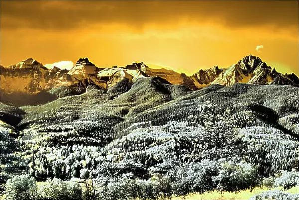 USA, Colorado. Infrared of panorama of the Mount Snaffles range