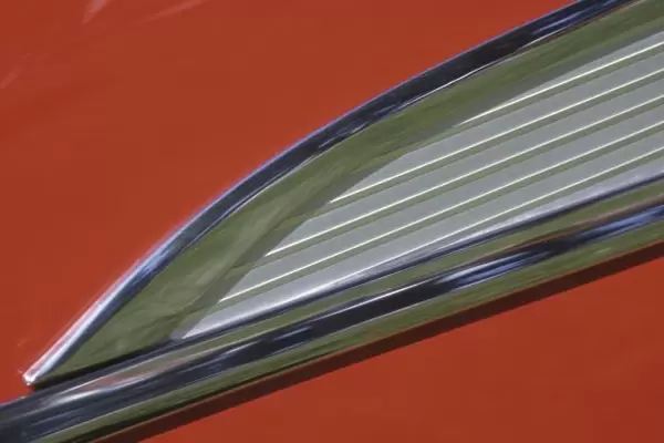 USA, Washington, Everett. Side molding detail of red 57 Chevy