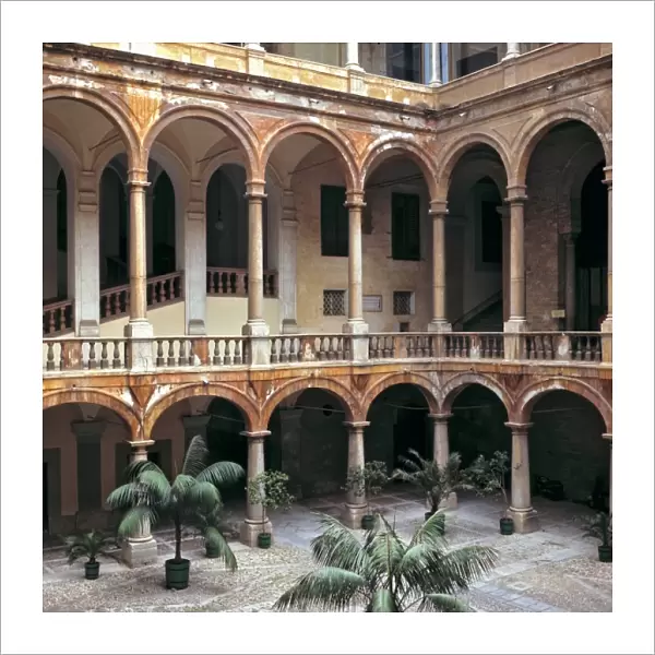 Italy, Sicily, Palermo. The courtyard at Palazzo dei Normanni in Palermo, Sicily, Italy