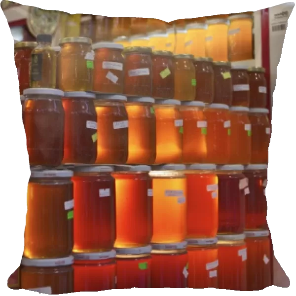 Honey jars in the fish market in Beyoglu, Istanbul, Turkey