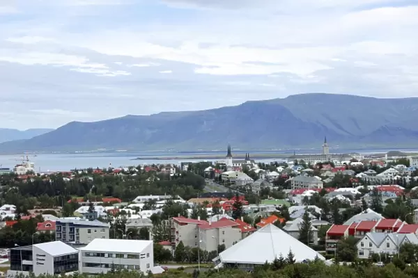 View of the city from the viewing deck of Perlan, Reykjavik, Iceland