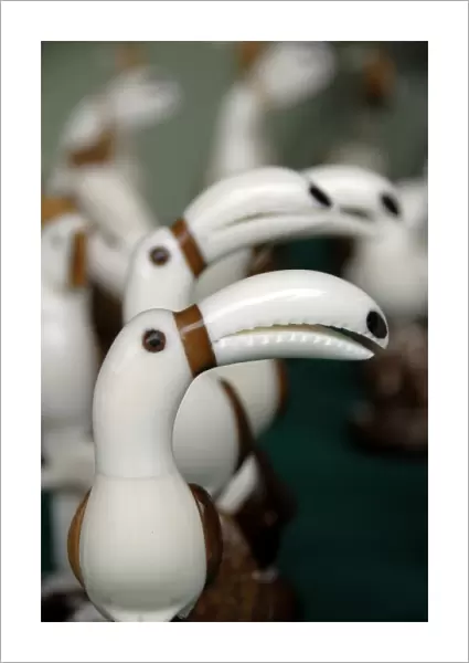 South America, Ecuador, Manta. Ivory nut (aka Tagua) carving factory. Hand carved bird