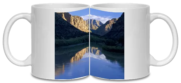 UTAH. USA. Green River at sunrise. Desolation Canyon. Proposed Book Cliffs-Desolation