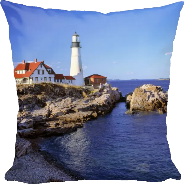 USA, Maine, Portland Head Light. Portland Head Lighthouse brightens the austere coast of Maine