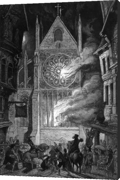 Old St. Pauls Cathedral burns - The Great Fire of London