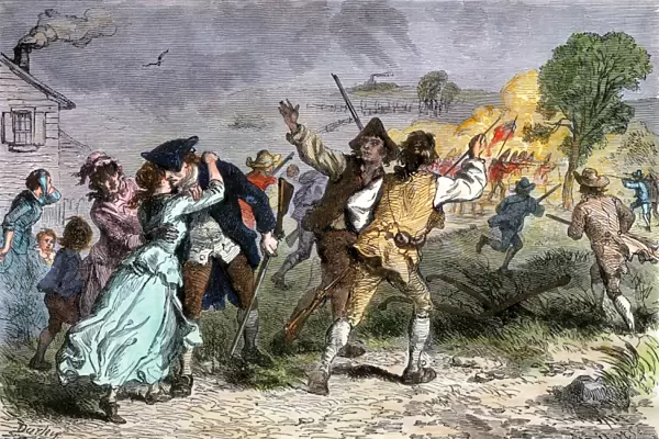 Battle of Concord joined by minutemen and redcoats, 1775