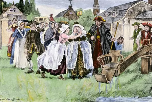 Ducking stool punishment for a Jamestown woman