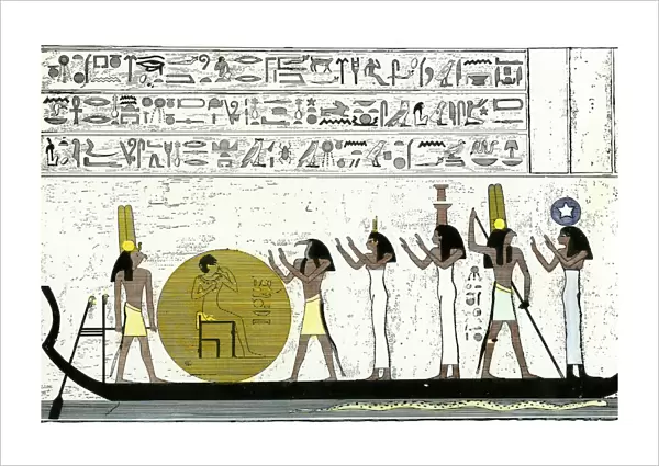 Sun-god Ra on his daily journey, ancient Egypt