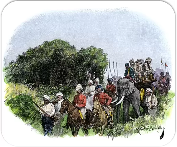 Tiger hunt in British India, 1800s
