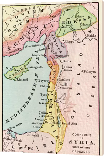 Mideast map during the Crusades