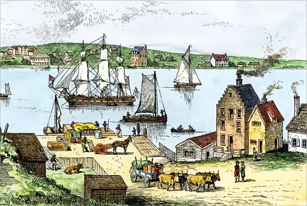 Brooklyn Ferry on the Manhattan shore, 1700s