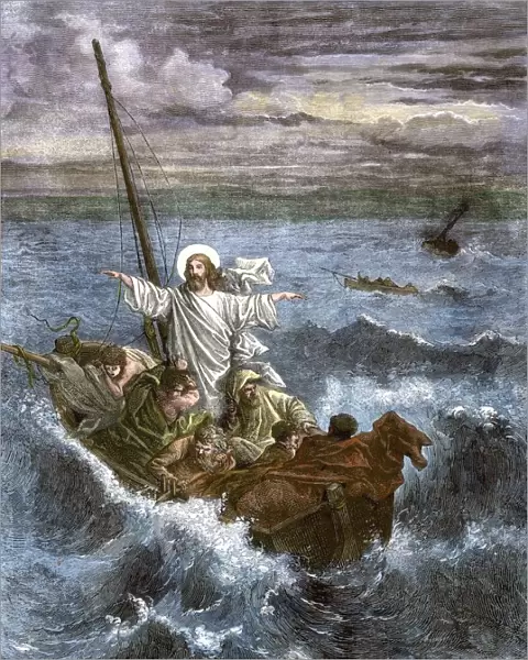 Jesus calming the storm on the Sea of Galilee