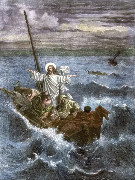 Jesus calming the storm on the Sea of Galilee
