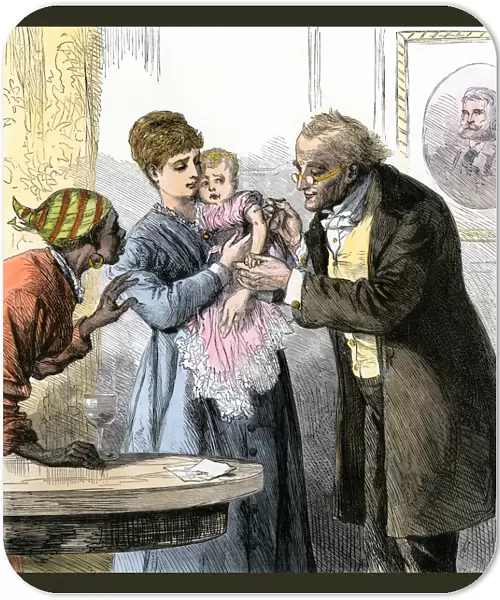 Child inoculated with smallpox vaccine, 1870
