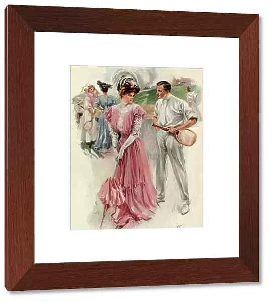 Tennis court romance, 1890s or early 1900s