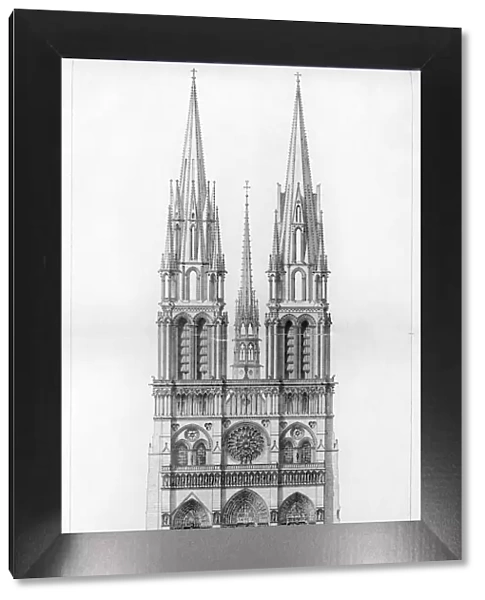 Plan by Eugene Viollet-le-Duc, who restored the cathdedral in the mid-19th century, showing how the church might have looked with the spires originally intended to crown the towers