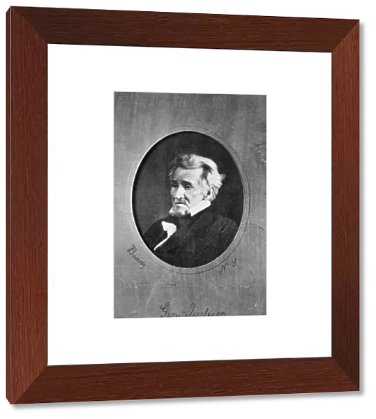 Seventh President of the United States. Carte-de-visite photograph of a daguerreotype, 1845, attributed to Mathew Brady