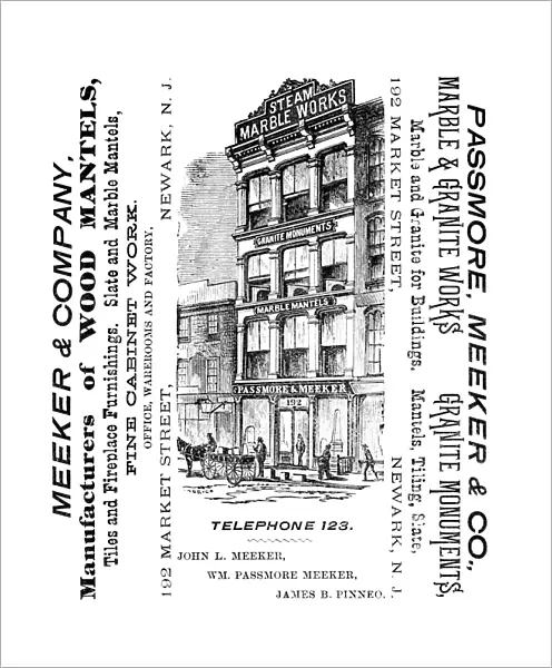 AD: WOOD AND GRANITE, 1893. American advertisement for Meeker and Companys marble