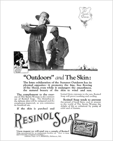 AD: RESINOL SOAP, 1919. American advertisement for Resinol Soap, 1919