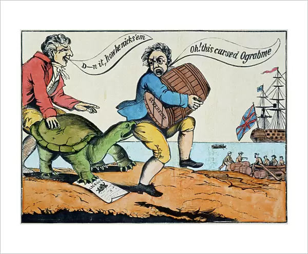 CARTOON: EMBARGO, 1811. Ograbme, or the American Snapping-Turtle: American cartoon