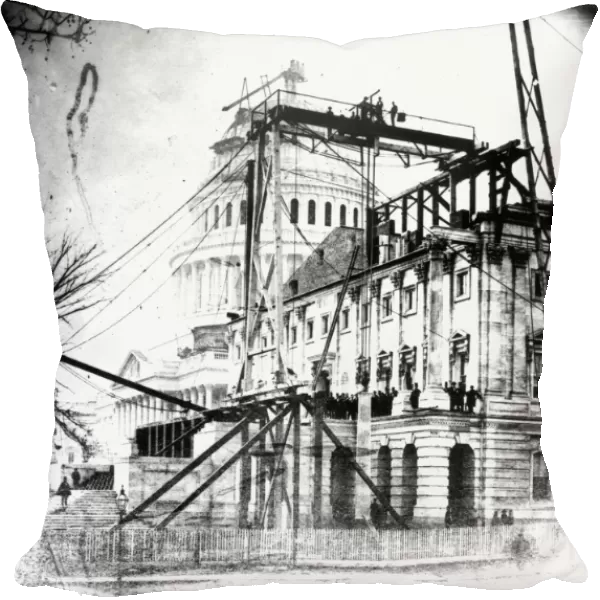 U. S. CAPITOL: CONSTRUCTION. Construction of the Senate wing (west, front) of the