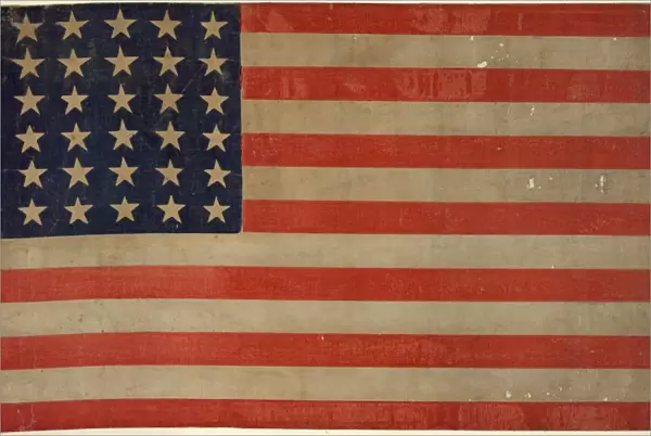 36-STAR U. S. FLAG, c1865. The U. S. flag from between 1864 and 1867