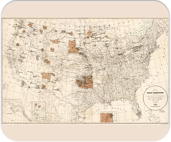 MAP: RESERVATIONS, 1888. Indian reservations within the United States and territories