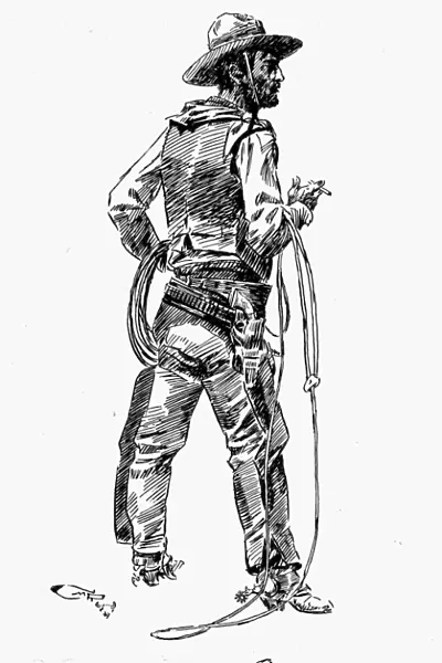 RUSSELL: THE COWBOY. Drawing by Charles M. Russell (1864-1926)