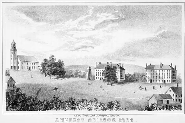 AMHERST COLLEGE, 1824. Amherst College at Amherst, Massachusetts, as it looked in 1824