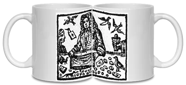 ISaC FAWKES (d. 1731). English conjurer. Isaac Fawkes performing his bag trick