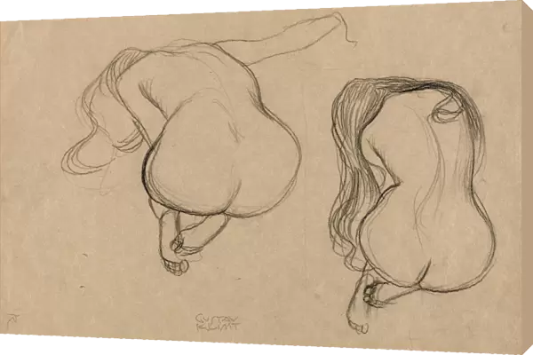 KLIMT: SEATED NUDE, C1901. Two Studies of a Seated Nude with Long Hair. Oil on canvas
