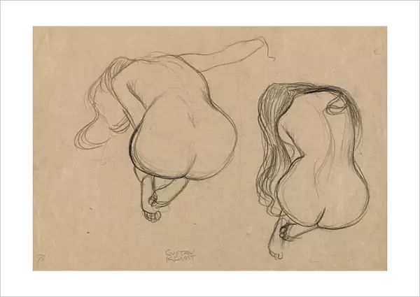 KLIMT: SEATED NUDE, C1901. Two Studies of a Seated Nude with Long Hair. Oil on canvas