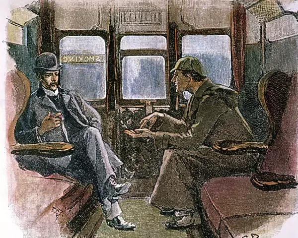 SHERLOCK HOLMES Sherlock with Dr. John Watson in a corner of a first-class carriage