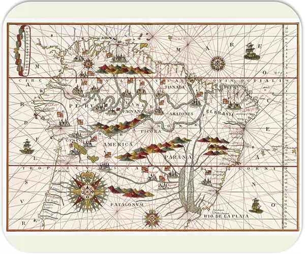 MAP: AMERICA, 1582. Map of South America by Juan Martinez, 1582