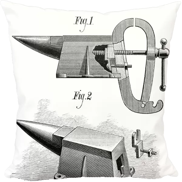 ANVIL AND VISE, 1881. A combination anvil and vise, patented by A. L. Adams of Cedar Rapids, Iowa