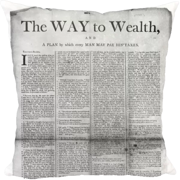 FRANKLIN: WAY TO WEALTH. First page of Benjamin Franklins book of advice, The Way to Wealth