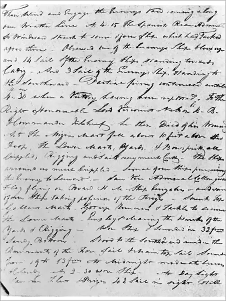 HMS VICTORY LOG-BOOK PAGE. The page from the log-book of the HMS Victory, kept by Thomas Atkinson
