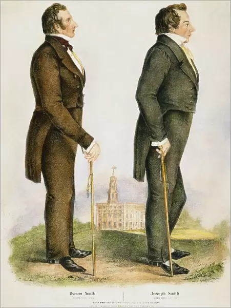 JOSEPH & HYRUM SMITH. Joseph Smith (1805-1844), right, and his brother Hyrum (1800-1844)