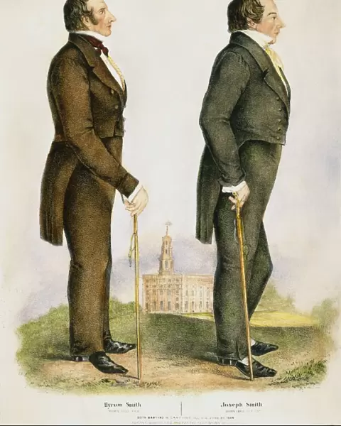 JOSEPH & HYRUM SMITH. Joseph Smith (1805-1844), right, and his brother Hyrum (1800-1844)