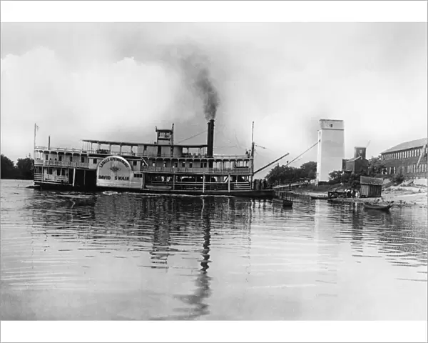 ILLINOIS: STEAMBOAT. Lasalle and Peoria packet boat David Swain, at a landing at Chillicothe