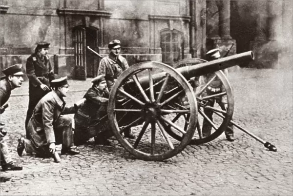 WORLD WAR I: BERLIN, c1919. Field guns brought into fight against the Spartacus League