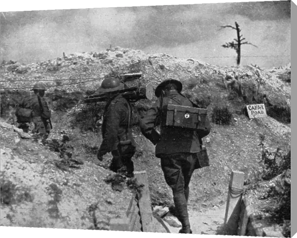 WWI: PHOTOGRAPHERS, 1917. Photographers of the Canadian War Records Office carrying