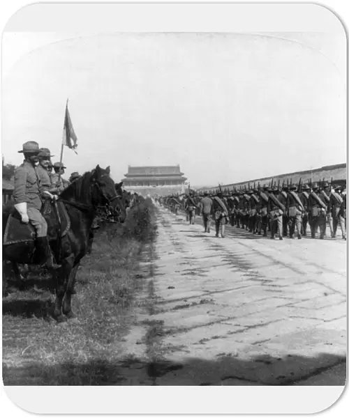 CHINA: BOXER REBELLION. The 6th U. S. Cavalry honoring Count Waldersee on his arrival