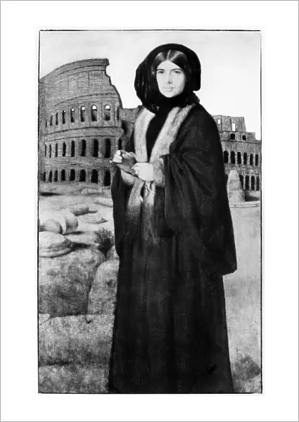 PAGE: MRS. WILLIAM PAGE. Portrait by William Page of his wife in front of the Colosseum in Rome